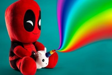 deadpool riding a unicorn plush