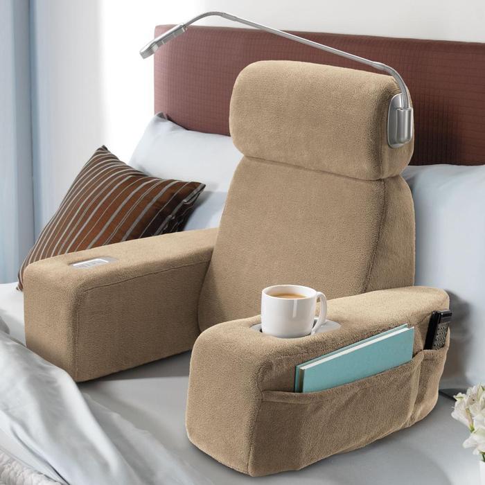 Large Bed Rest Reading Pillow with Cup Holders